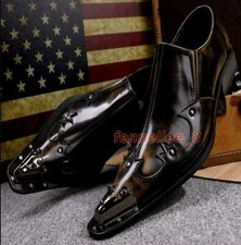 Men  s Punk Pointed Toe Slip on Rivet Metal Dress Formal Dress Real Leather Shoes