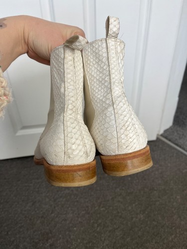 PENELOPE CHILVERS White LEATHER Snakeskin CHELSEA BOOTS Size UK 7 - Picture 12 of 12