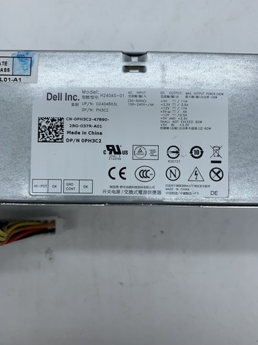 Dell OptiPlex 240W Model H240AS-01 Power Supply DP/N 03YKG5 w/ FREE SHIPPING - Zdjęcie 5 z 5