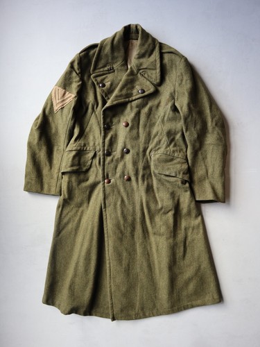 Vintage 60s SADF Wool Military Great Coat with Springbok Buttons Green Size S