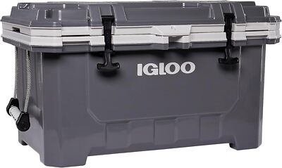 Igloo Gray IMX 70 Qt Lockable Insulated Ice Chest Injection Molded Cooler NEW