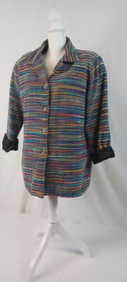 W XL Jacket,  Brilliant Color Medley in Horizontal Pattern, Fully Lined