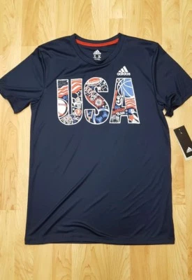 Adidas Boy's XL (18-20) Climalite Navy Blue USA Polyester S/S Shirt NWTs $27 - Image 1 of 4