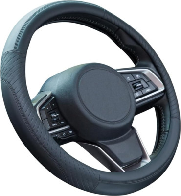 ZATOOTO Lenkradbezug Leder Anti-Rutsch Lenkradhülle Universal 37-38cm Schwarz