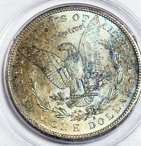 1880 S Toned Morgan $💎PCGS MS 65 OGH Rattler Holder💎Vibrant Rainbow 💎💎VIDEO - Bild 11 von 12