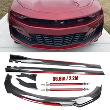Front Bumper Lip Spoiler Body Kit Side Skirt Carbon Fiber For Chevrolet Camaro
