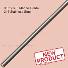 3/8" x 6 Feet Marine Grade 316 Stainless Steel Rod Round Unpolished Solid Stock