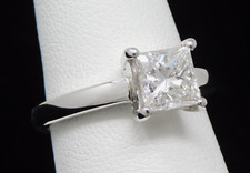 1.74ct Princess GIA F/VS2 14 kt Solitaire Diamond Engagement Ring Sz 7.25 B9103