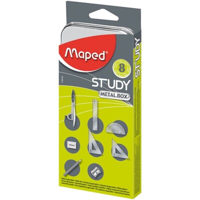 Maped 8-Piece Study Math Set - Geometry Tools for School