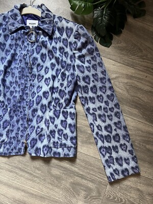 Moschino Jeans Animal Heart Print Zip Up Jacket Size 4. Rare