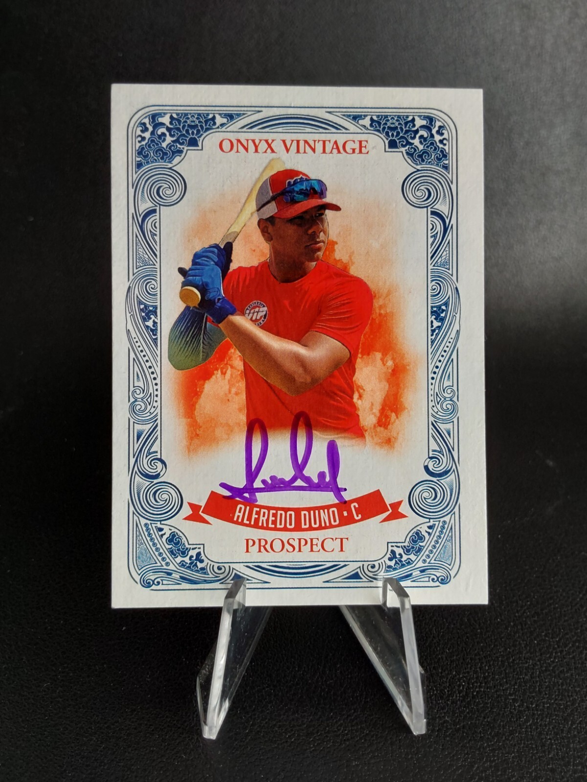 ALFREDO DUNO 2021 Onyx Vintage Prospect Autographs Purple Ink Auto Reds /100