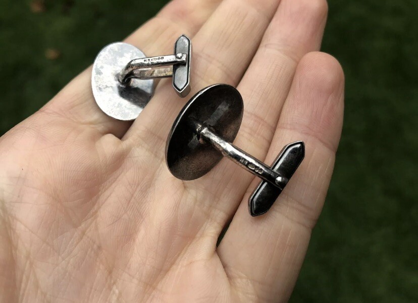 Solid Sterling Silver Hallmarked Engine Turned Cu… - image 8