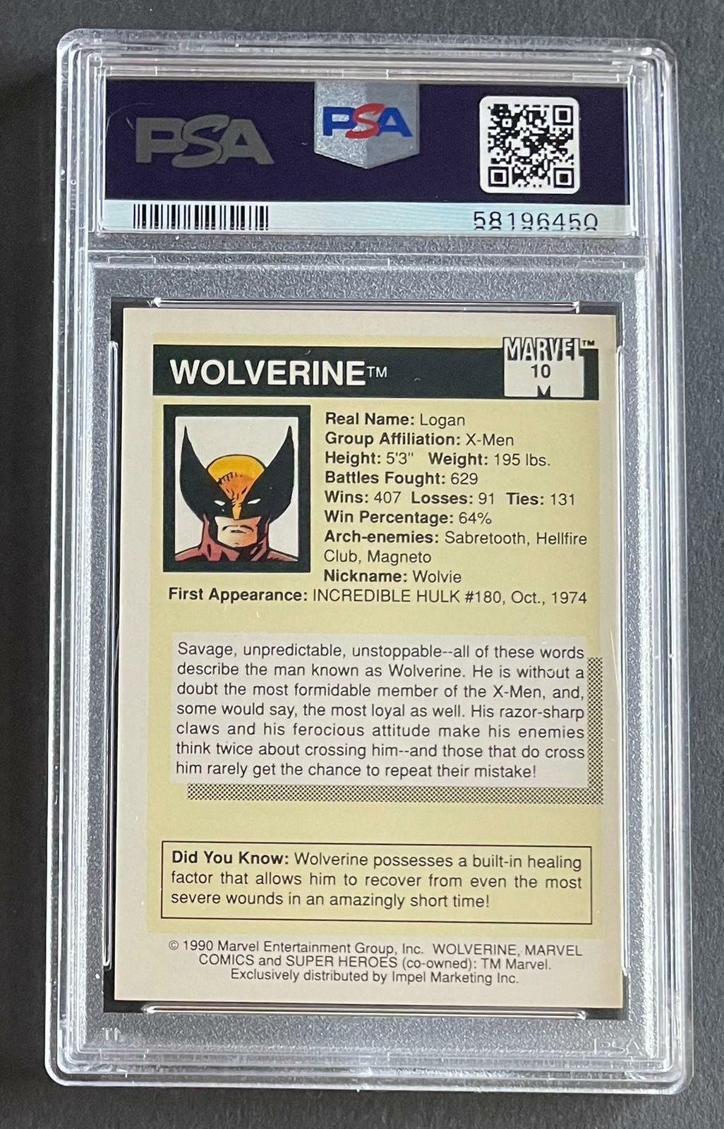 1990 Marvel Universe WOLVERINE X-Men #10 RC Rookie PSA 8 Graded Card | eBay