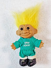 Vintage Trolls Russ Super Kicker Soccer Sports Green Uniform Yellow Hair Doll 