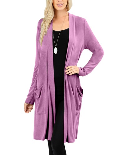 NE PEOPLE Damen Basic Langarm vorne offen lässig Taschen Cardigan NEUJ1440 - Bild 26 von 125
