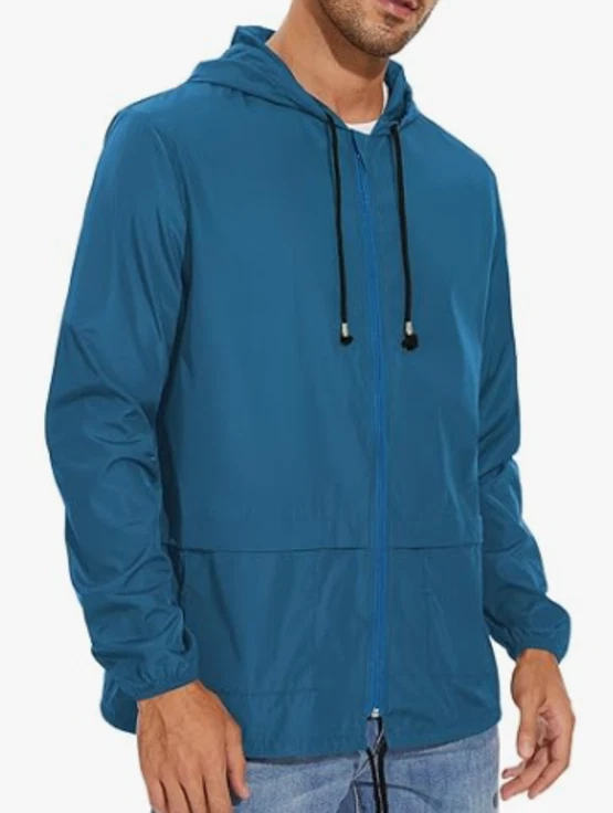 NEW Century Star Men's Lightweight Packable Hooded Raincoat Windbreaker Size 2XL