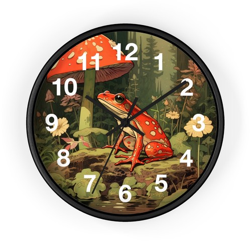 Roter Frosch unter Pilz Wanduhr | Landhaus Kern Wanddeko | Frosch Wohndeko - Bild 14 von 19