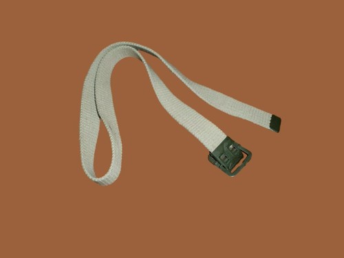 MILITARY ISSUE FRENCH ARMY KHAKI WEB BELT WITH OPEN FACE BUCKLE LARGE ORIGINAL
