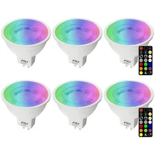 MR16 LED Bulb Color Changing Light Bulbs with Remote Control Dimmable 12V 5W 6PK