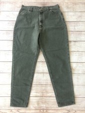 Vintage 90s Lee High Waisted Green Denim Tapered Jeans Size 18 Med Made in USA