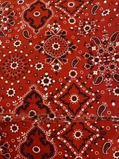 Fabric Cotton Red Bandana Print 43 X 64 1 3/4 Yards