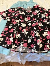 SB Scrubs Womens Scrub Top Size L Black Pink White Flowers