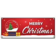 Merry Christmas Banner Concession Stand Food Truck Single Sided