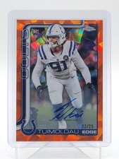J.T. TUIMOLOAU 2025 TOPPS CHROME SAPPHIRE AUTO ORANGE REFRACTOR /25 Q6633