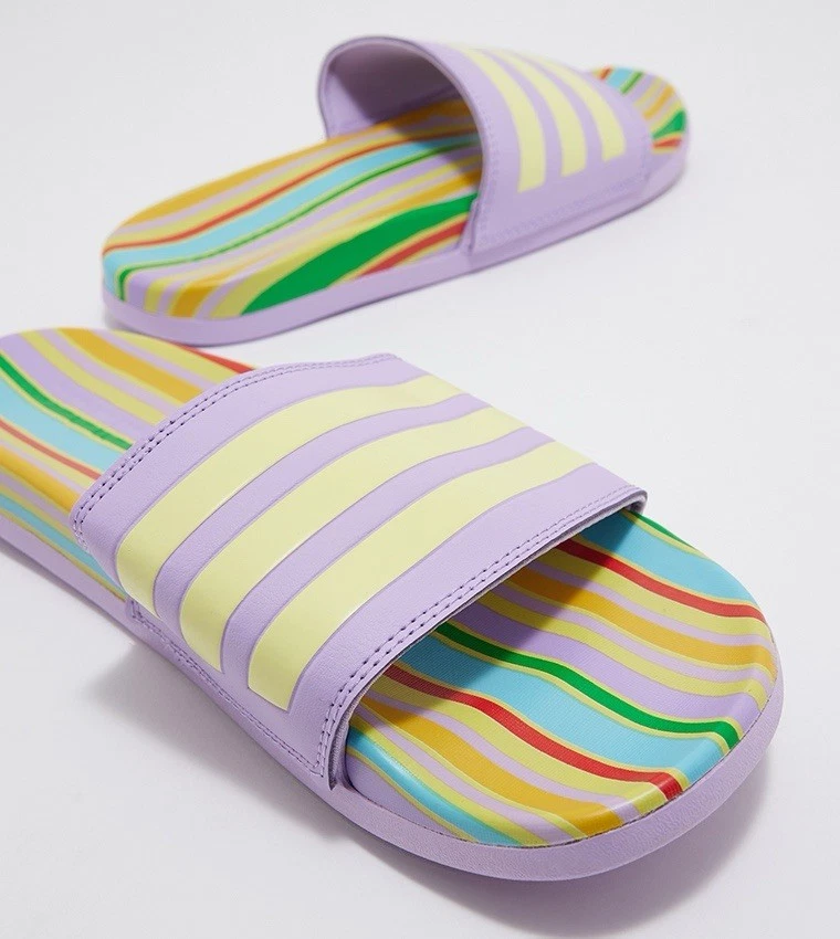 Sandali Adidas Adilette comodi slide righe viola perla citrino nuovi con etichette taglia 8