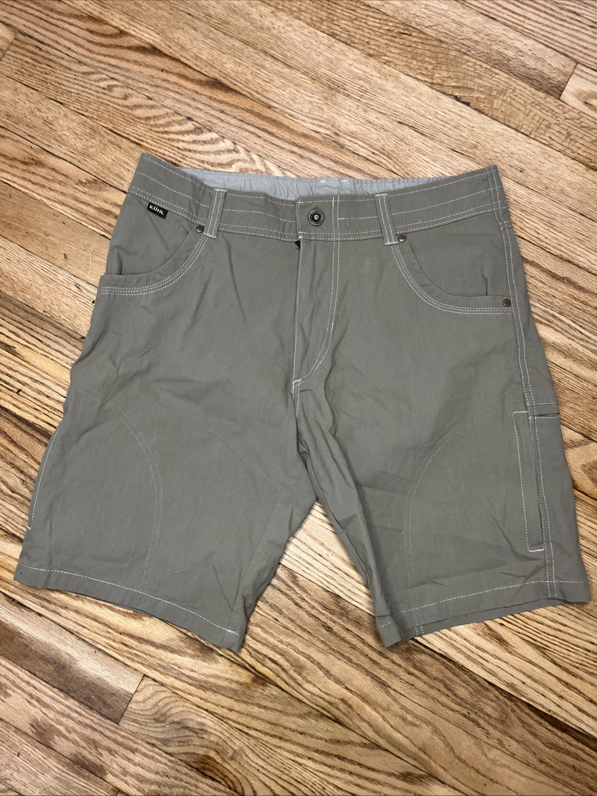 Kuhl Shorts 8.5" Inseam Beige Chino Lightweight Hiking Outdoor Nylon Mens 34