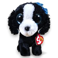 Ty Beanie Boos Tracey Poodle Dog Beanbag Plush Toy Black White w/ Tags 2016 6"