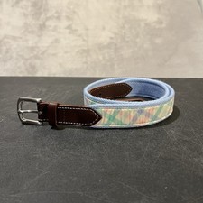 Vineyard Vines Belt Men's 30 Plaid Preppy Leather Golf Belt