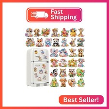 Xuhal 30 Pcs Spring Animal Diamond Painting Magnets Watercolor Flower Animal Dia