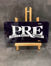 PRE Paper Route Empire License Plate Black Car Tag Sign Hip Hop Street Style