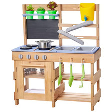 Mud Kitchen, Outdoor Mud Kitchen for Kids, Wood Outdoor Play Kitchens with Stove