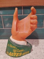 Vintage Altes Beer Advertising Back Bar Display Chalkware Hand Detroit