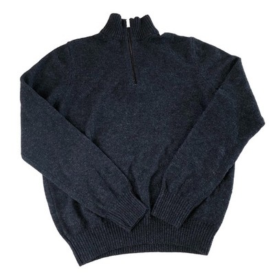 M&S Marks & Spencer Men s Pure Lambswool Quarter Zip Sweater Indigo Blue Medium
