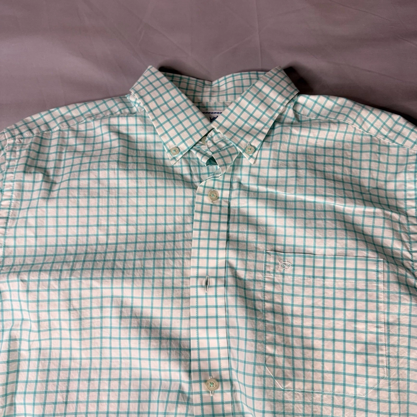 Southern Tide Shirt Mens Medium Blue Plaid Summer Beach Spring Casual