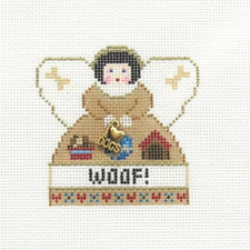 Painted Pony Woof Dog Mini Angel w/Charm Handpainted Needlepoint Canvas