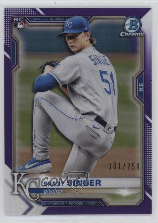 2021 Bowman Chrome Purple Refractor 101/250 Brady Singer #43 0q3