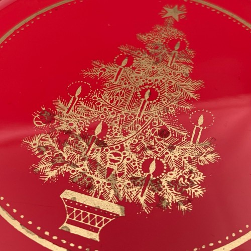 Vtg OTAGIRI Japan Red Lacquerware Gold Christmas Tree 6 Coaster Set Holiday Box - Picture 20 of 20