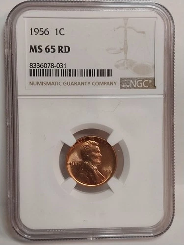 1956 NGC LINCOLN WHEAT CENT MINT STATE 65 RED RD