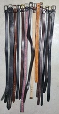 VINTAGE MIXED LEATHER & CANVAS BELT LOT OF  14 (WESTERN, FORMAL, CASUAL)