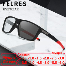 Square Photochromic Myopia Nearsighted Glasses Unisex Outdoor Shade Sunglasses