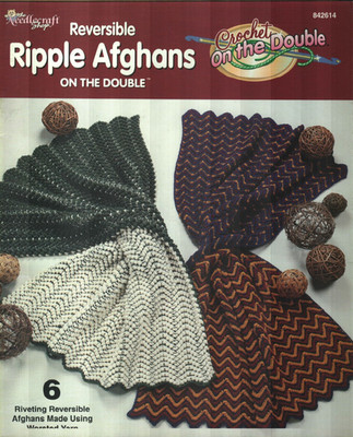 NEW REVERSIBLE RIPPLE AFGHANS ON THE DOUBLE 6 DESIGNS CROCHET PATTERN BOOK