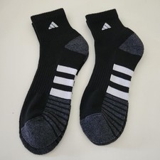 NWOT 2 Pair Mens Adidas Socks Size 6-12 Black White 3.0 Quarter Ankle Cushioned