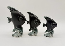 Lot of 3 Vintage Howard Pierce Green/White Angel Fish Figures