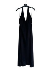 Reformation Meral Dress Womens Large Black Halter Maxi Slit Gown Cocktail Party