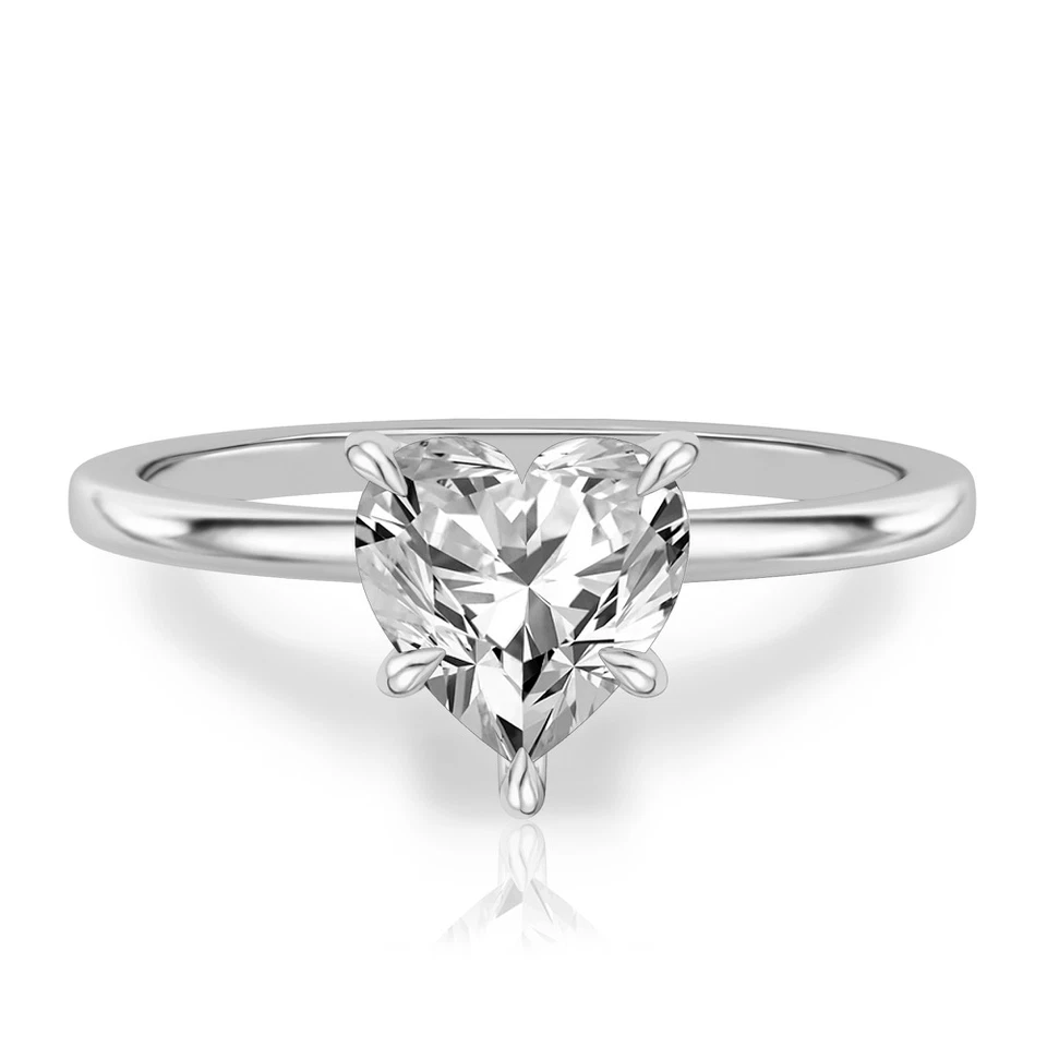 Платиновое кольцо с бриллиантом в форме сердца выращенного в лаборатории 1,1 карата сертифицированное IGI PT950 размер 5,5 6 7 - Изображение 2 из 4