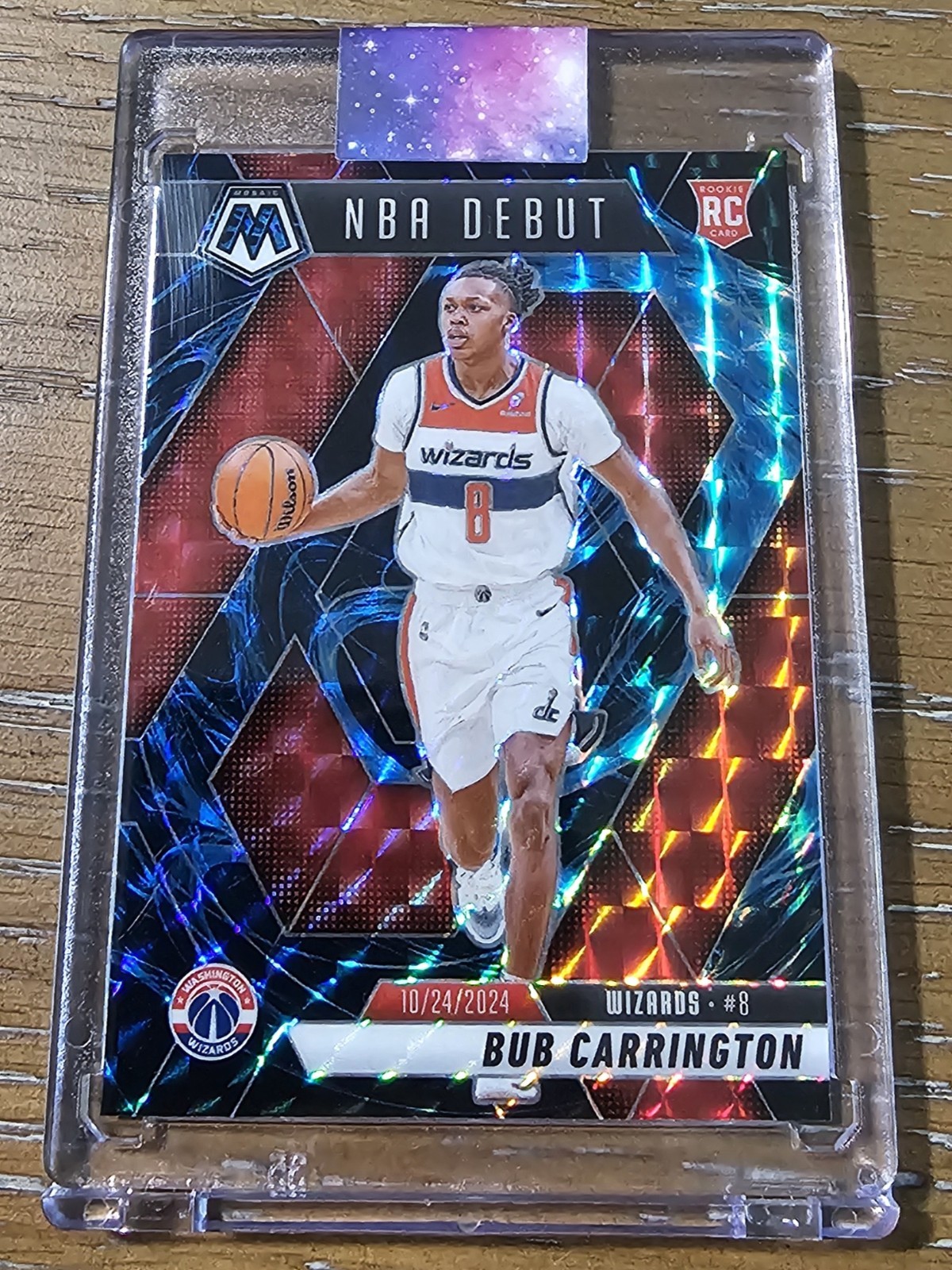 2024-25 Panini Mosaic Bub Carrington Genesis Prizm Card #259 SSP Case Hit Wiz